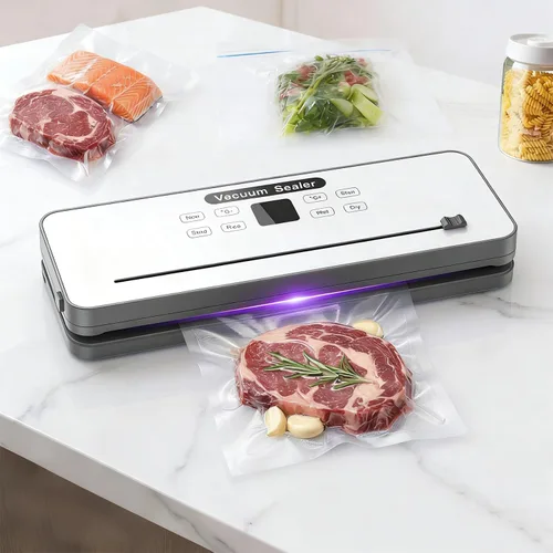 Miniatura 7 de Máquina selladora al vacío Modos de alimentos secos y húmedos, 4 funciones preestablecidas, sello ajustable para frescura y video Sous (negro)