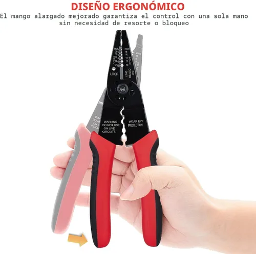 Miniatura 3 de WGGE WG-015 Pelacables profesional de 8 pulgadas/herramienta de prensado, cortador de cable/engarzadora, cableado y herramienta manual multifunción