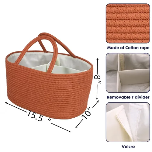 Miniatura 2 de XUANGUO Organizador Grande de Pañales para Bebé con Cuerda para Niña o Niño, Cesta de Almacenamiento para Guardería, Porta pañales Portátil, Bolsa