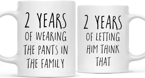 Miniatura 62 de Andaz Press Divertida taza de café de 11 onzas para parejas, regalo de broma para el primer aniversario de boda, 1 año de usar los pantalones