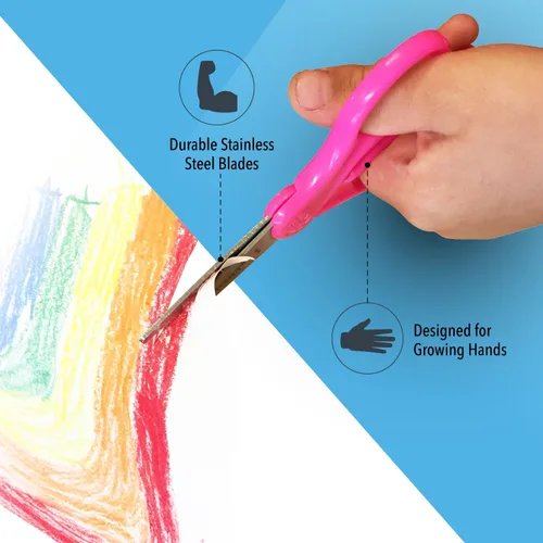 Miniatura 3 de Westcott Tijeras para niños de mango duro de 5 pulgadas, romas, colores surtidos, paquete de 2