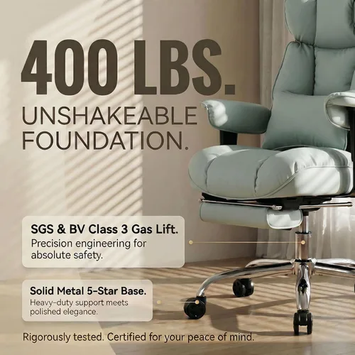 Miniatura 5 de Efomao Silla de oficina grande y alta de 400 libras, silla de escritorio reclinable resistente con reposapiés, silla ejecutiva de piel sintética
