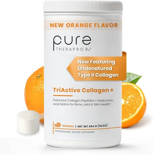 Pure Therapro Rx TriActive Collagen+ Orange, colágeno en polvo para cabello, piel, uñas, huesos y articulaciones, colágeno en polvo hidrolizado con