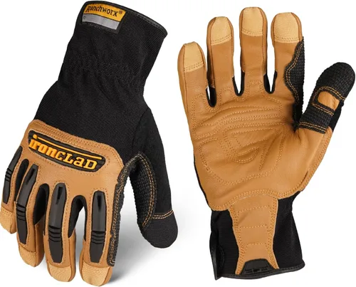 Guantes de Trabajo Ironclad Ranchworx RWG2, Guante de Trabajo de Cuero de Primera Calidad, Ajuste de Rendimiento, Duradero, Lavable a Máquina,