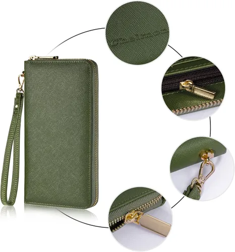 Miniatura 5 de Chelmon - Monedero para mujer de cuero genuino con bloqueo de señal RFID, para tarjetas de crédito