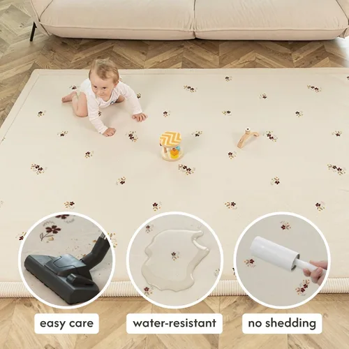 Miniatura 4 de Hakuna Matte - Alfombra de juego prémium para bebé de terciopelo coral ultrasuave con espuma viscoelástica, antideslizante, resistente al agua,