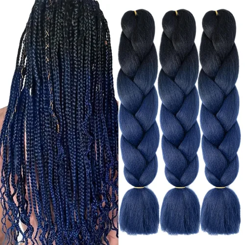 Miniatura 19 de Beige (613) Cabello trenzado 6 paquetes de extensiones de cabello sintético de 24 pulgadas, extensiones de cabello trenzado Jumbo Ombre trenzado