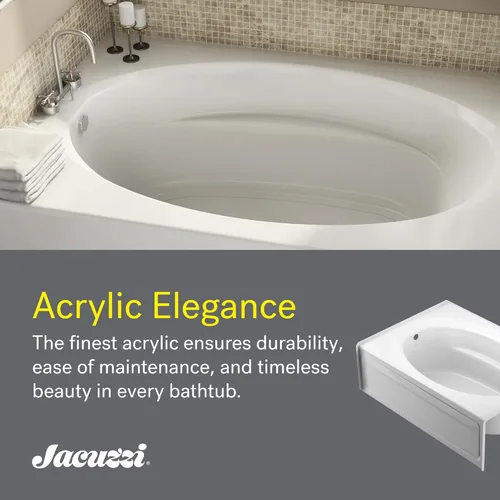 Miniatura 2 de JACUZZI SIGNATURE - Bañera de acrílico con faldón, antideslizante, colocación de drenaje derecha, 60 pulgadas de largo x 42 pulgadas de ancho, Blanco