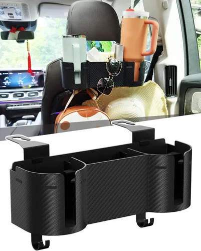 Soporte para portavasos de asiento trasero de automóvil de 3.7 pulgadas con organizador, organizador de respaldo de asiento 4 en 1 de alta capacidad