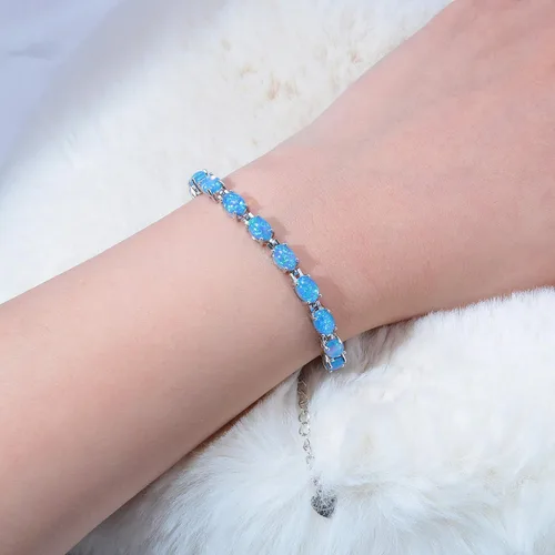 Miniatura 4 de CiNily Pulsera chapada en rodio de ópalo de fuego para mujer, regalo de boda, 8.5 pulgadas