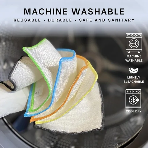 Miniatura 6 de Whiffkitch Paños de cocina Paños de fregar para cocina y limpieza del hogar 6x7 pulgadas paquete de 6 unidades, tejido de 2 capas antiarañazos, tela