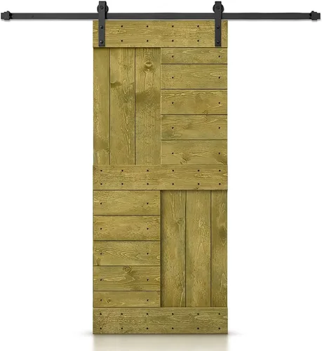 Miniatura 69 de TMS Serie N - Puerta corrediza interior de madera de pino anudada con kit de herrajes deslizantes (32 x 84 pulgadas, blanco)