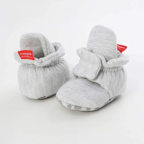 Miniatura 35 de Botines de forro polar para bebés, niños y niñas, pantuflas antideslizantes con agarre suave, zapatos de calcetín para recién nacidos, cuna