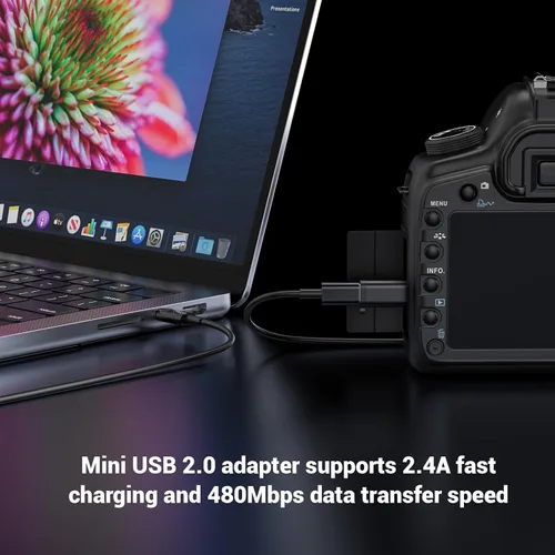 Miniatura 3 de Paquete de 2 mini adaptadores USB y 3 adaptadores micro USB, conector compatible con carga y sincronización de datos para receptor GPS/cámara