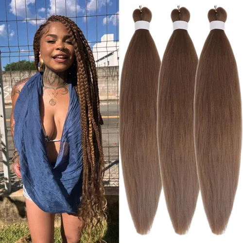 Miniatura 40 de Cabello trenzado verde azulado preestirado, hipoalergénico, sintético, color azul aguamarina, para trenzas y giros, extensiones de cabello largo