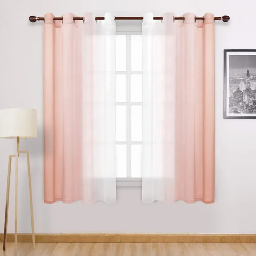 Miniatura 43 de DWCN Cortinas Transparentes de Lino Sintético Negro Degradado Ombré - Cortinas Semi Transparentes de Gasa con Ojales en la Parte Superior