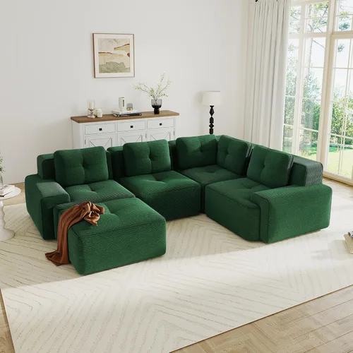 Miniatura 80 de Sofás modulares sin hueso de 152.8 pulgadas para sala de estar, sofá modular con diván en forma de L, cómodo asiento profundo tapizado de tela