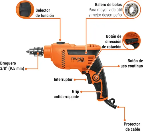 Miniatura 3 de Rotomartillo 3/8, profesional, 550 W