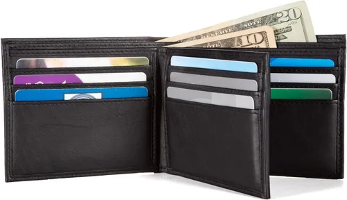Miniatura 2 de Billetera de cuero para hombre con 10 ranuras RFID de bloqueo, S