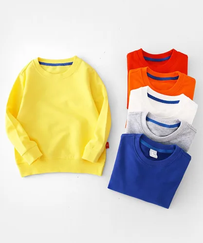Miniatura 6 de Paquete de 2 sudaderas de algodón con cuello redondo para niños pequeños, camisetas de manga larga para bebé