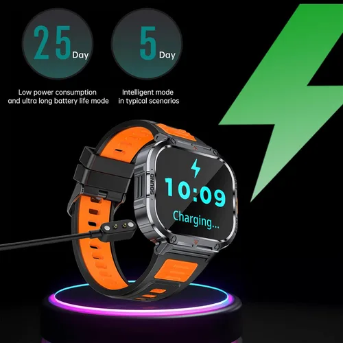 Miniatura 2 de Loluka Reloj inteligente de pantalla grande para hombres, reloj inteligente militar HD de 2.0 pulgadas con linterna LED 5ATM, resistente al agua