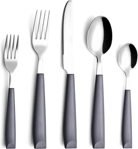 Miniatura 8 de Annova WF232 - Juego de cubiertos de acero inoxidable con asas de colores cómodos de sostener, 4 tenedores de cena, 4 cuchillos, 4 cucharas de cena