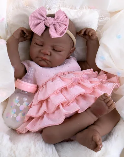 Miniatura 2 de Aori Black Realistic Reborn Baby Dolls – 20" Lifelike Biracial Sleeping Newborn Girl with Soft Weighted Body, Poseable Limbs, Full Feeding