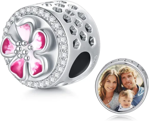 Miniatura 23 de LONAGO Abalorio personalizado con foto de plata de ley 925 con diseño de hueso de perro para pulsera