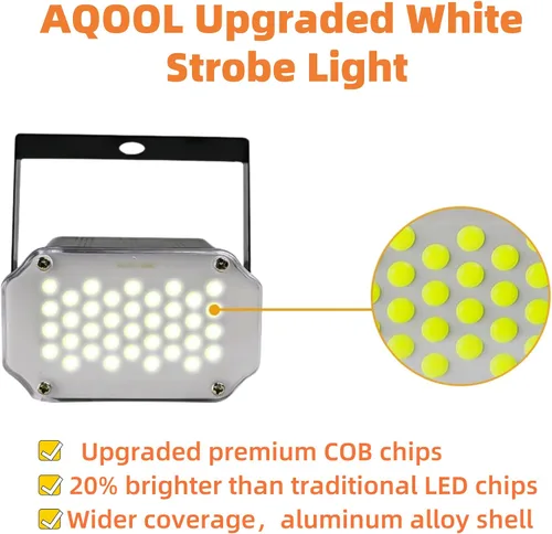Miniatura 7 de Luz estroboscópica de Halloween, 36 luces LED estroboscópicas blancas superbrillantes, activadas por sonido y control de velocidad de flash, mini