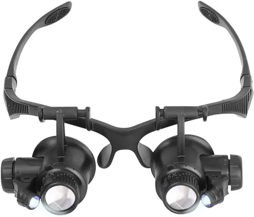 10X 15X 20X 25X LED Lupa Iluminada Doble Ojo Cristal Joyero Lupa Reparación Lupa