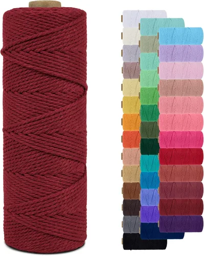 Miniatura 59 de Cuerda de macramé de 0.079 in para 219 yardas, cuerda de algodón natural para manualidades, hilo de cuerda de macramé de colores para colgar