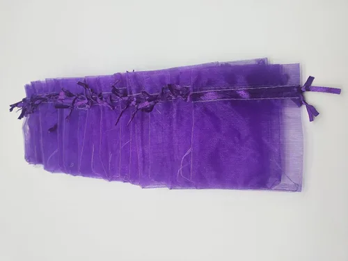 Miniatura 6 de 100 bolsas de organza transparente de 3 x 4 pulgadas, bolsas de regalo de dulces, muestras de exhibición, bolsas con cordón (morado)