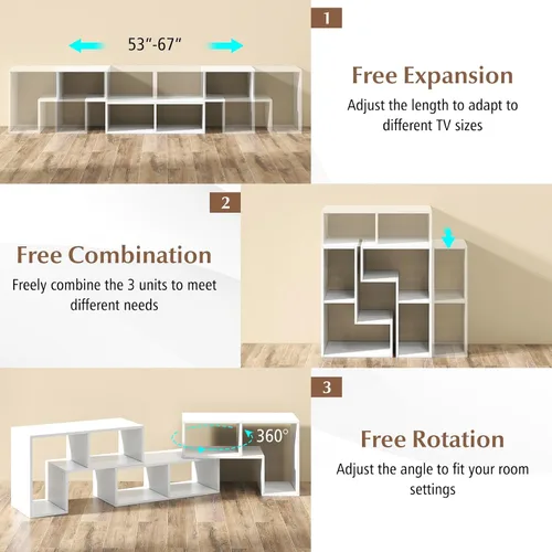 Miniatura 3 de Giantex Soporte de TV de Combinación Libre para Dormitorio - Centro de Entretenimiento para TV de 50, 55, 60, 65 Pulgadas, Mesa Consola Multimedia