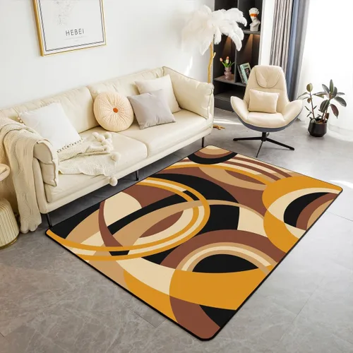 Miniatura 10 de Feelyou Alfombra de sala de estar, 3 x 5 pies, diseño geométrico para niños, diseño moderno a rayas, para interiores, antideslizante, con diseño
