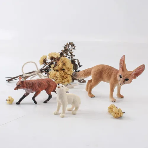 Miniatura 4 de Juego de 3 figuras de zorro del desierto, juego de figuras de lobo, bosque, bosque, animales, juguetes de plástico, figura de regalo para niños