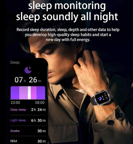 Miniatura 8 de Reloj inteligente para hombre, deportes al aire libre, impermeable, brújula con respuesta/hacer llamadas, reloj de fitness, oxígeno en sangre
