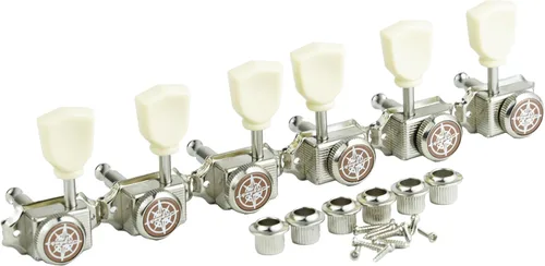 Miniatura 7 de Guyker Cabezales de Máquina de Guitarra con Bloqueo (3R + 3L) – Proporción 1:15 Llave de Afinación Vintage Deluxe con Clavijas de Repuesto