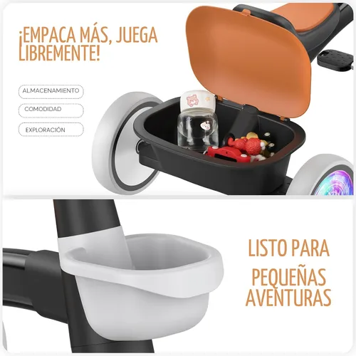Miniatura 5 de SEREED Triciclo para niños con iluminación colorida para niños de 2 a 5 años, triciclo con asiento y manillar ajustables, cesta extraíble, idea