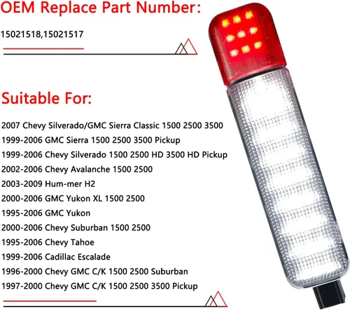 Miniatura 2 de 4 luces LED para panel de puertas interiores compatibles con Chevy Silverado GMC C/K, Sierra 1500 2500 3500, Suburban, Avalanche, Hum-mer H2 Yukon 4