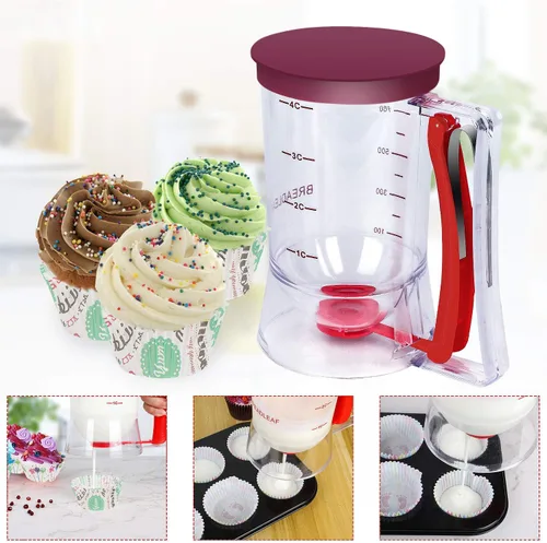 Miniatura 5 de BBSTARZ Separador de masa para magdalenas, crepes, galletas, pasteles, gofres y crema. Separador de masa y crema. Vaso medidor para horneado. rojo