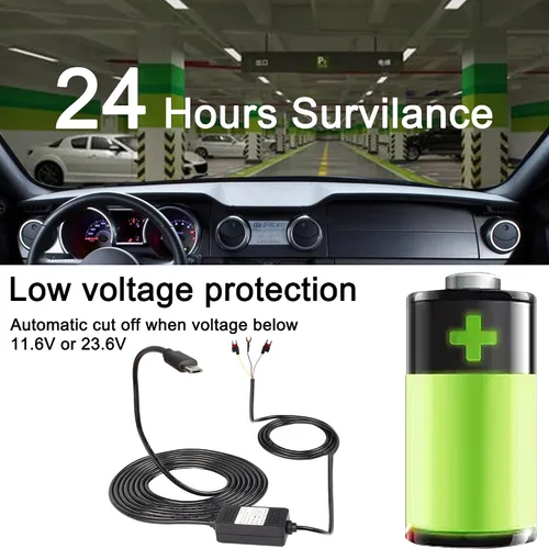 Miniatura 7 de MEIRIYFA Kit de cable duro Acc para salpicadero, cable micro USB, cable reductor, 12V-24V a DC 5V 3A, cable de alimentación para coche, cámara
