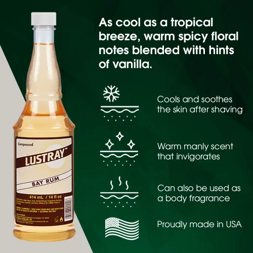 Miniatura 3 de Clubman Lustray Bay Ron Loción para después del afeitado para hombres – Salpicadura clásica para después del afeitado, aroma calmante y refrescante