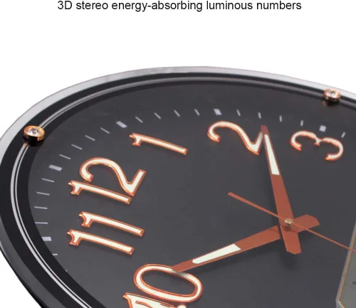 Miniatura 5 de ZZenSmot Reloj silencioso de 18 pulgadas, moderno reloj de pared luminoso con calendario LCD y termómetro para decoración de oficina en casa