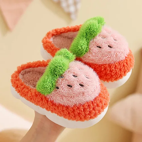 Miniatura 4 de sfdgfhyf Toddlers House Slippers Girls Toddler Cotton Slippers Girls Winter Home Indoor Warm Fruit (Red, 10.5 Years Big Kids)