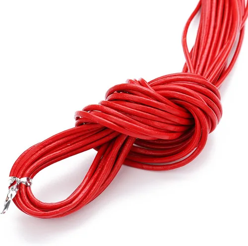 Miniatura 25 de Cuerda redonda de cuero real de 21 yardas, cuerda trenzada de cuero genuino para hacer joyas, collares, pulseras, cordones de zapatos, correas