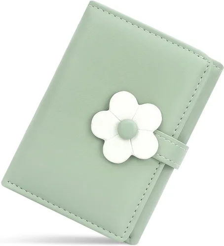 Miniatura 15 de CONISY Lindas carteras para mujer, de cuero con bloqueo RFID, pequeña cartera triple con ventana de identificación para niñas y mujeres