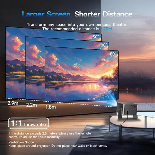 Miniatura 7 de Magcubic Proyector inteligente 4K, proyector portátil con WiFi y Bluetooth, TV Stick integrado, enfoque automático y evitación de obstáculos, 650