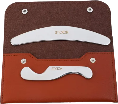 Miniatura 10 de STICKON Juego de herramientas de raspador muscular Gua Sha de acero inoxidable 2 en 1, herramientas IASTM, herramienta de masaje de tejidos blandos