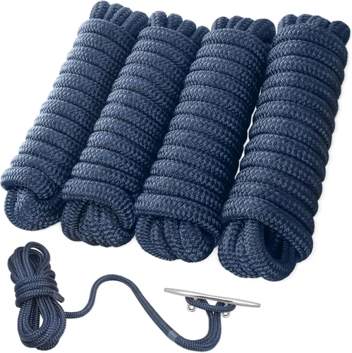 Miniatura 9 de AOLEBA Líneas de muelle de barco de 3/8 pulgadas x 15 pies para barcos, cuerda de nailon trenzado doble para barco, líneas de barco para Rojo