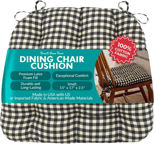 Miniatura 102 de Barnett Home Decor Ticking Stripe Berlin Blue - Almohadilla para silla de comedor con lazos, tamaño mediano 18, relleno de espuma de látex, lavable